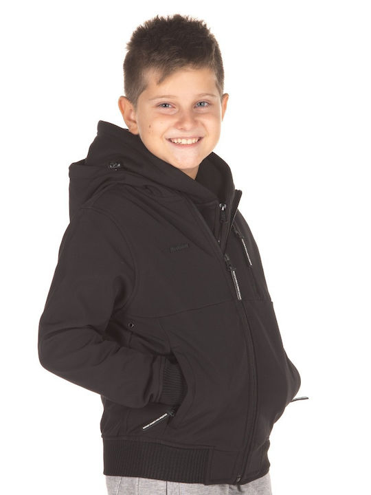 Kinder Freizeitjacke Kurz mit Kapuze Schwarz
