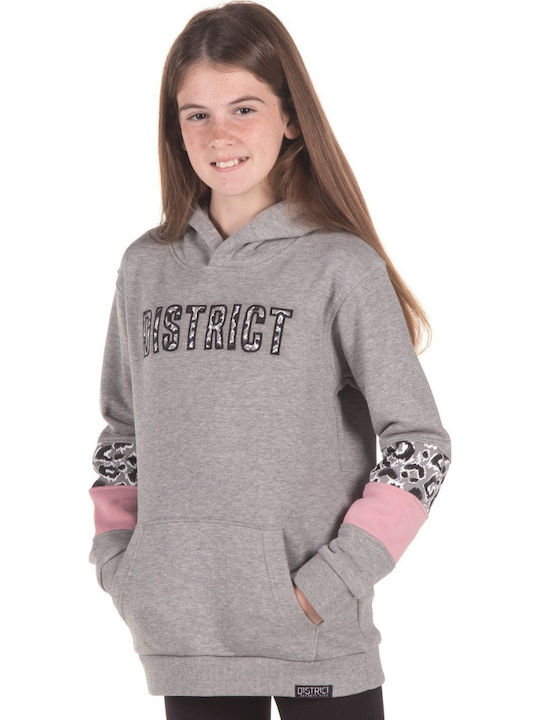 Fleece Παιδικό Φούτερ με Κουκούλα και Τσέπες Γκρι