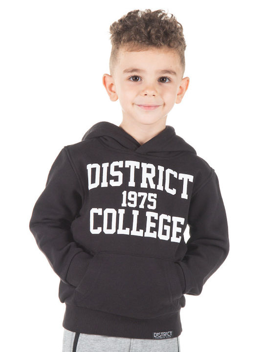 Fleece Kids Sweatshirt with Hood and Pockets Black