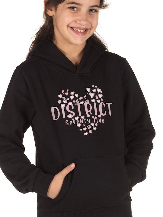 Kinder-Sweatshirt mit Kapuze und Taschen Schwarz