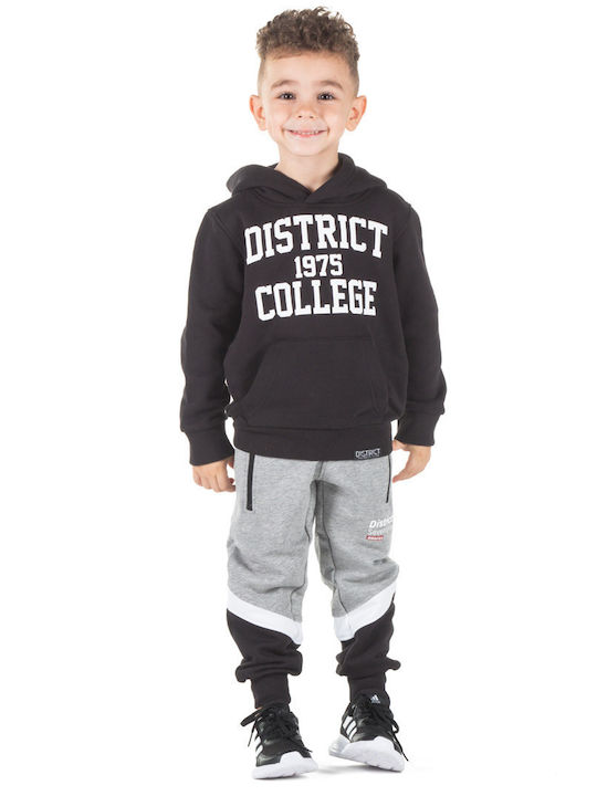 Fleece Kids Sweatshirt with Hood and Pockets Black