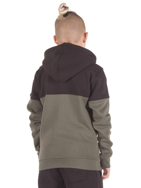 District75 Boys Hooded Sweatshirt with Zipper Khaki