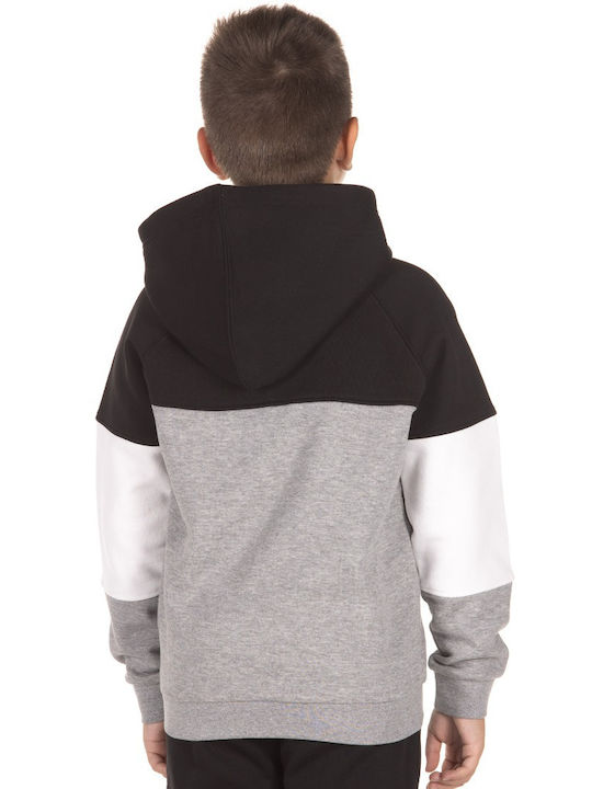 District75 Boys Cotton Hooded Sweatshirt with Zipper Gray