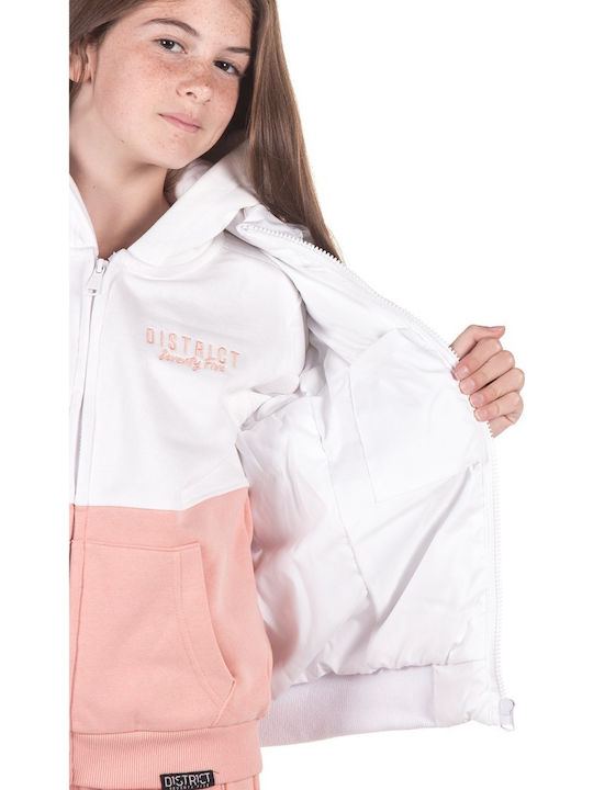 Kids Sweatshirt Cardigan Fleece with Hood White