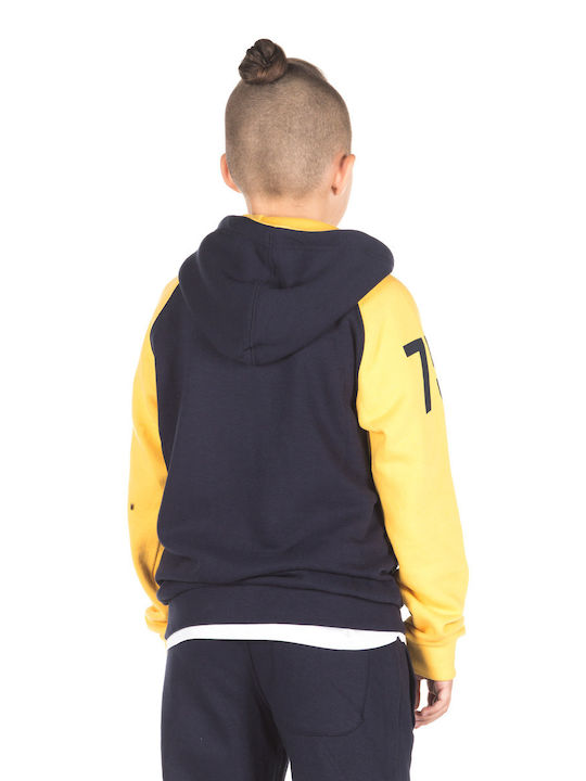 District75 Boys Hooded Sweatshirt 220KBHZ-870 with Zipper Blue