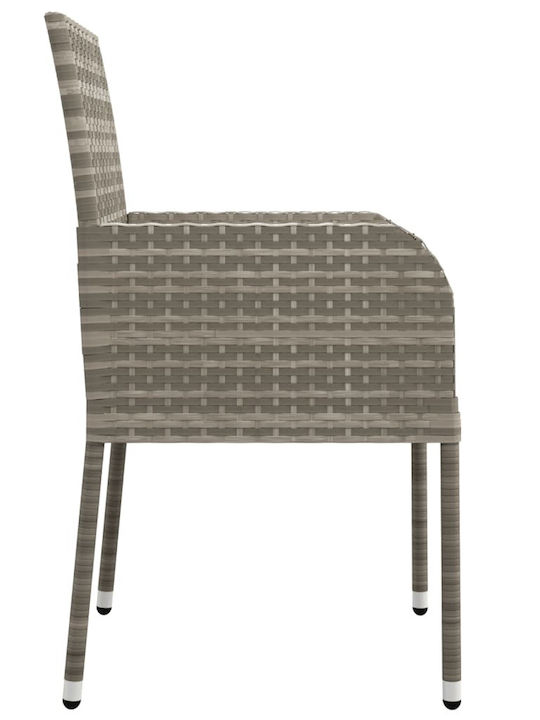 Outdoor Chair Rattan Gray with Cushion 2pcs 48x55x88cm
