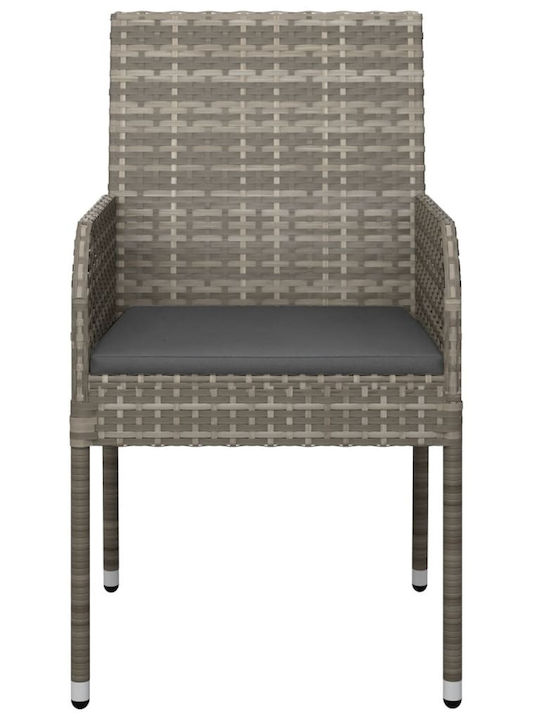 Outdoor Chair Rattan Gray with Cushion 2pcs 48x55x88cm
