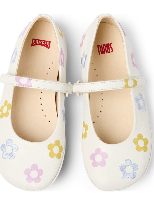 Kids Anatomic Leather Ballerinas TWINS with Hoop & Loop Closure White