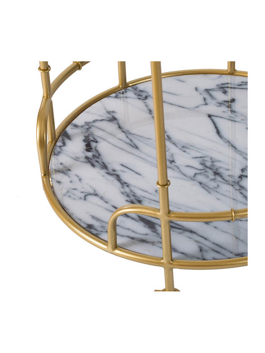 Round Side Table Coashoc Glass with Wheels Gold M50xL50xH82.5cm
