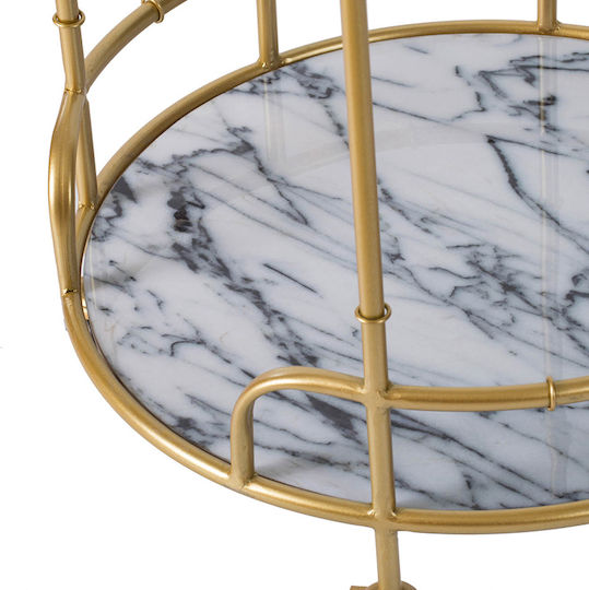Round Side Table Coashoc Glass with Wheels Gold M50xL50xH82.5cm