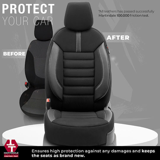 Otom Set Huse Auto 11buc Piele sintetica Limited Design Negru / Gri