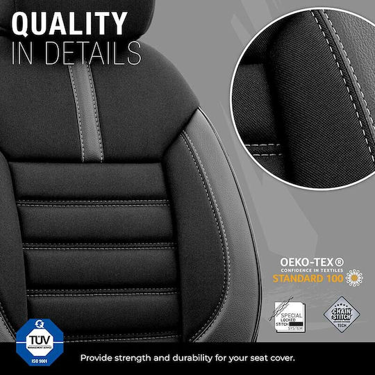 Otom Set Huse Auto 11buc Piele sintetica Limited Design Negru / Gri