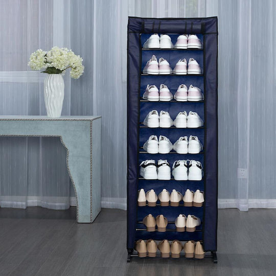 Fabric Shoe Organizer with 9 Shelves Blue 51x16x139cm Blue