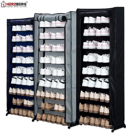 Fabric Shoe Organizer with 9 Shelves Blue 51x16x139cm Blue