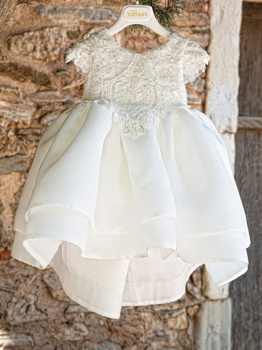 Dolce Bambini Ecru Lace Baptism Outfit with Hair Accessories & Dress 2pcs