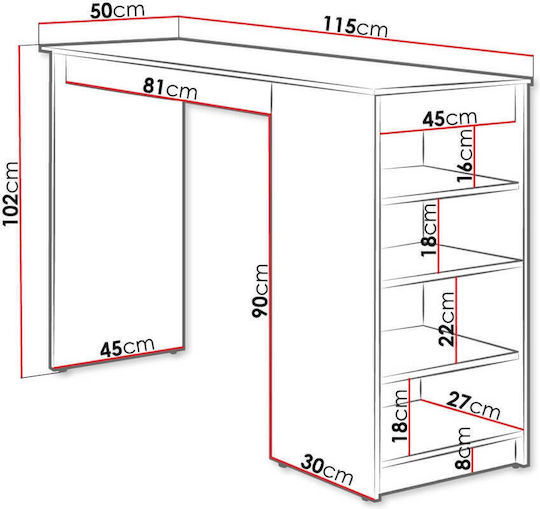 Zotino Table Bar Wooden White 115x50x102cm