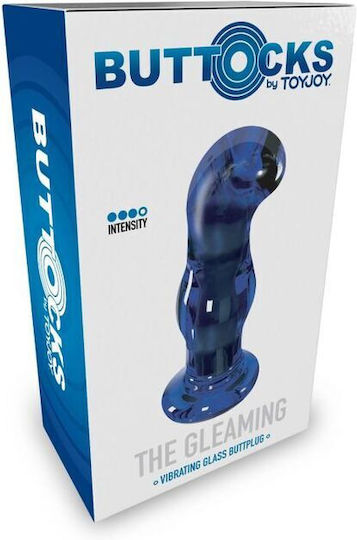 ToyJoy Buttocks The Gleaming Glass Anal Plug mit Vibration Blau 11.5cm