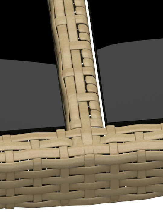 Masa pentru spații exterioare Rattan cu suprafață din sticlă Bej 200x150x75buc
