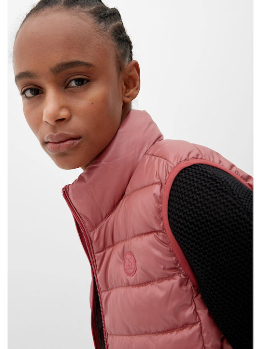 Kurz Damen Ärmellos Puffer Jacke für Winter Rosa