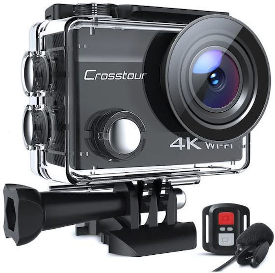 Crosstour CT8500 Action Camera 4K Ultra HD Underwater (with Case) with Screen 2" and Wi-Fi Black