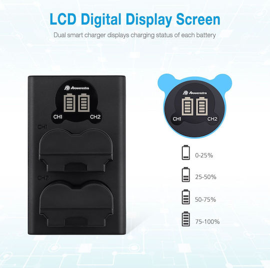 Powerextra Double Battery Charger DS-W235 Compatible with Fujifilm NP-W235