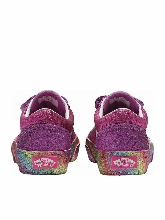 Old Skool V Kids Sneakers with Hoop & Loop Closure Fuchsia