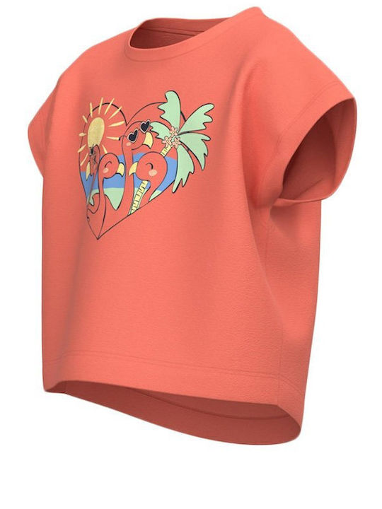 Kinder-Crop-Top Kurzarm Koralle