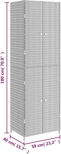 Двукрилен гардероб Метал с 3 рафтове Сив 59x40x180бр