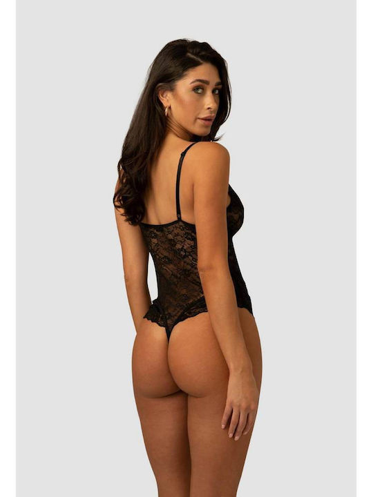 Sexy Κορμάκι με Δαντέλα Stacey Lace Bodysuit Μαύρο