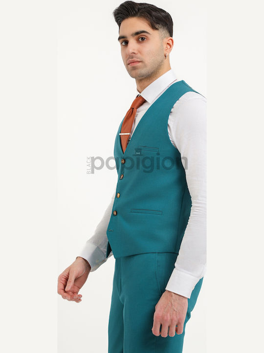 100-23 Men's Summer Suit with Vest Petrol