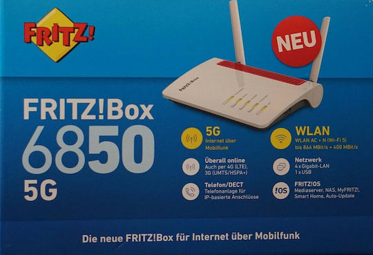 AVM FRITZ!Box 6850 5G Tragbarer Hotspot 5G Router Wi‑Fi 5 mit 4 Gigabit-Ports