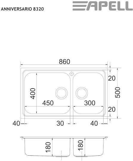 Apell Anniversario 8320 Ένθετος Αριστερός Inox Σατινέ Μ86xΠ50cm Ασημί Apell Anniversario 8320 Ένθετος Αριστερός Inox Σατινέ Μ86xΠ50cm Ασημί