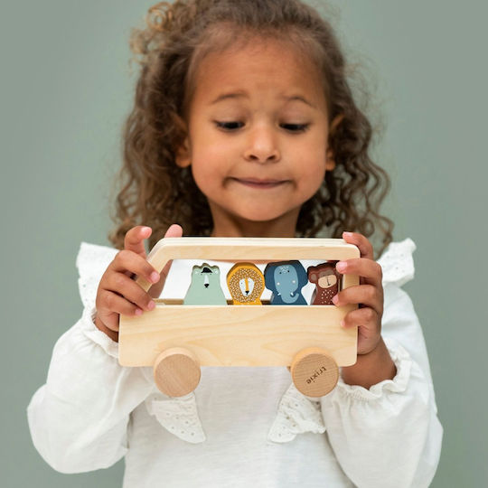 Trixie Vehicle Small Bus with Animals made of Wood for 18++ Months