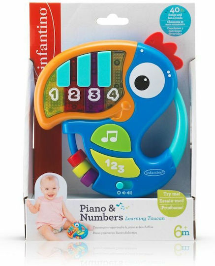 Infantino Musical Instrument Piano & Numbers Learning Toucaln with Music for 6++ Months