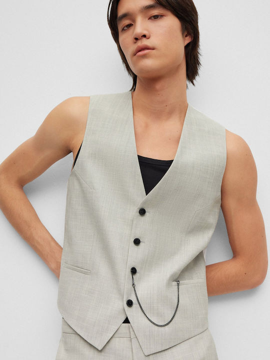 Arti/hesten232v1x Men's Suit with Vest Slim Fit Light Beige