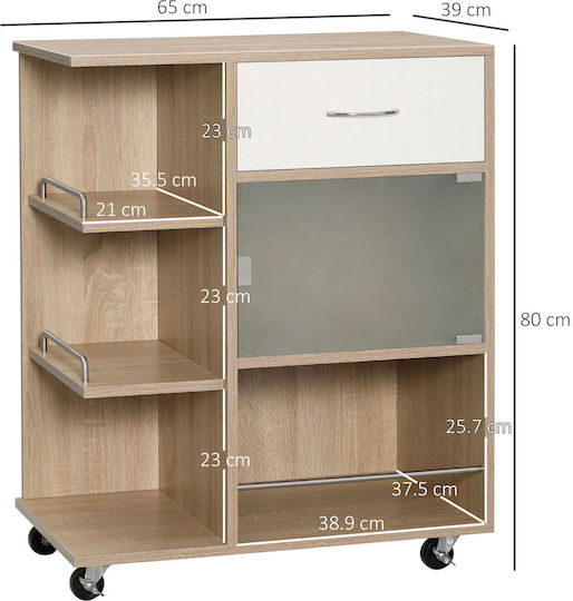 HomCom Troleu De Bucătărie Din Lemn Capacitate 6 Locuri Maro 65x39x80cm