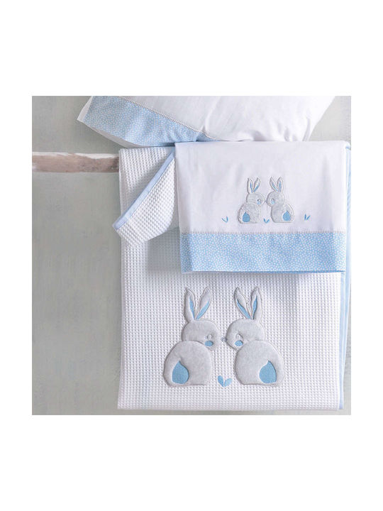 Rythmos Rabbitty Set Baby Bettwäsche Für Krippe Baumwolle Ciel 100x160cm 3Stück