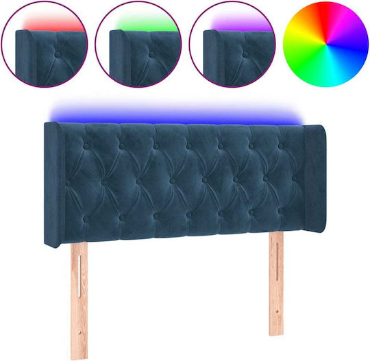 vidaXL Tăblie de Pat cu LED din Țesătură Albastru Închis 103x88cm