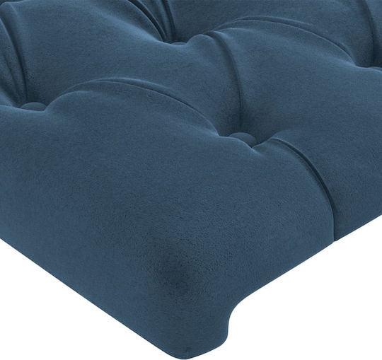 vidaXL Tăblie de Pat cu LED din Țesătură Albastru Închis 103x88cm