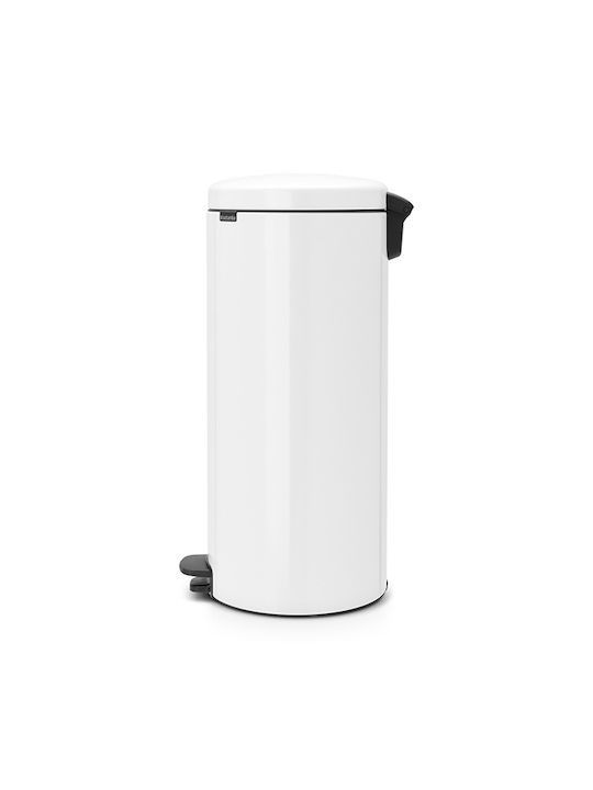 Brabantia NewIcon Κάδος Απορριμμάτων από Ανοξείδωτο Ατσάλι Λευκός με Πεντάλ 30lt