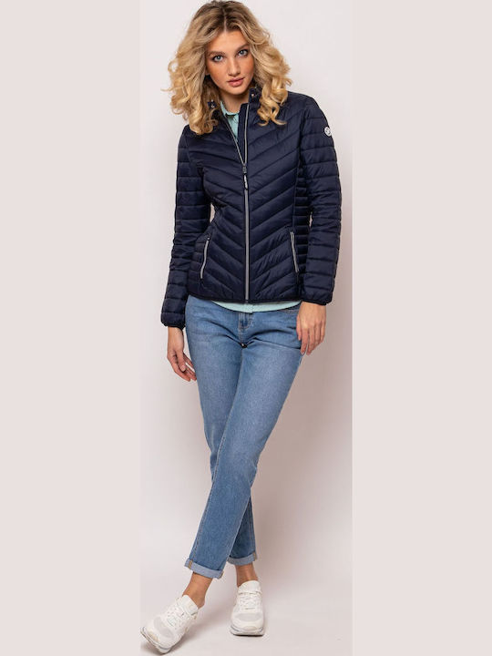 Kurz Damen Puffer Jacke für Winter Marineblau