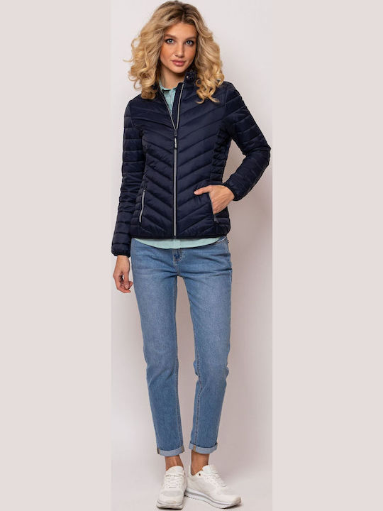 Kurz Damen Puffer Jacke für Winter Marineblau