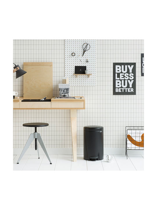 Brabantia Brabantia NewIcon Pedal Mülleimer aus Edelstahl mit Pedal Schwarz Matt 12l