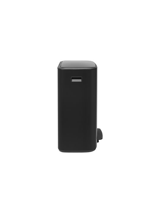 Brabantia Bo Κάδος Απορριμμάτων από Ανοξείδωτο Ατσάλι Matt Black με Πεντάλ 60lt