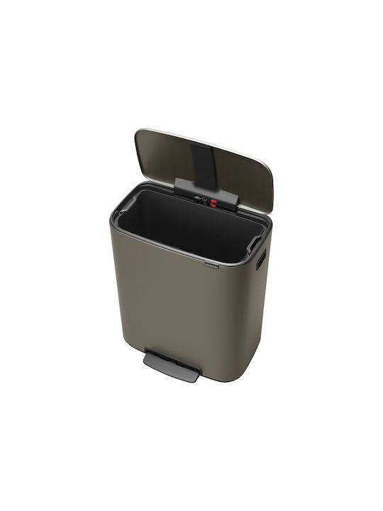 Brabantia Κάδος Bo Απορριμμάτων από Ανοξείδωτο Ατσάλι με Πεντάλ Platinum 60lt