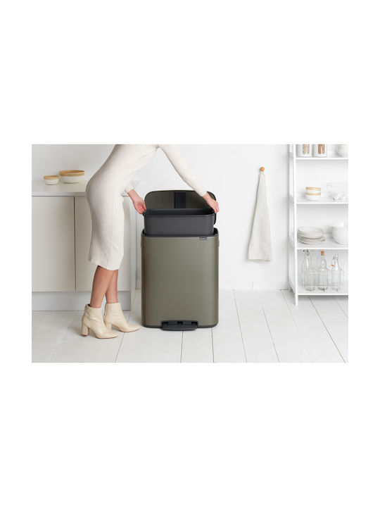 Brabantia Κάδος Bo Απορριμμάτων από Ανοξείδωτο Ατσάλι με Πεντάλ Platinum 60lt