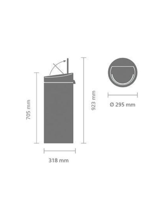 Brabantia Touch New Κάδος Απορριμμάτων από Ανοξείδωτο Ατσάλι Champagne 30lt
