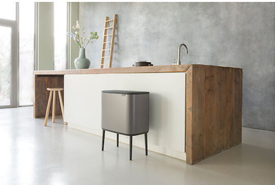 Brabantia Κάδος Bo Ανακύκλωσης από Ανοξείδωτο Ατσάλι Push Platinum 34lt