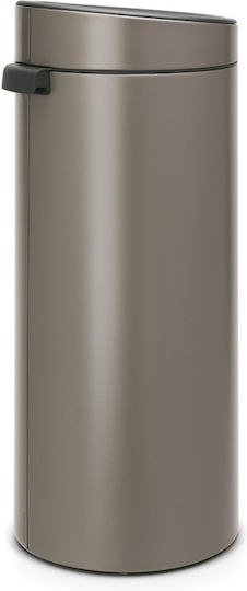 Brabantia Κάδος Touch New Απορριμμάτων Μεταλλικός με Πεντάλ Platinum 30lt