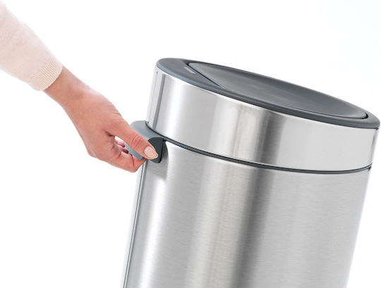 Brabantia Κάδος Touch New Απορριμμάτων Μεταλλικός με Πεντάλ Platinum 30lt